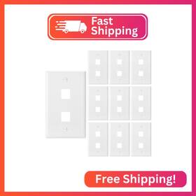 Bates Choice Tpwp10b204 2 Port Keystone Wall Plate - 10 Pack White Ethernet Cover Dual Gang