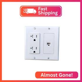 Boplat Boplat-906f8057 2 Gang Power Outlet With 1 Cat6 Ethernet Port - 20a Electrical Cov