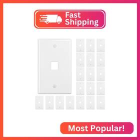 Fgb-wp-20 Fgb 1-port Keystone Wall Plate 20-pack Low-profile Single Gang Plates For