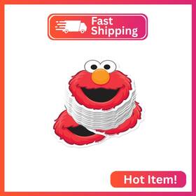 Graphics & More Sst909-stkpk.65.50 Sesame Street Elmo Face 50ct Vinyl Large Deluxe Sticker Pack Stacked Stickers