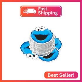 Graphics & More Sst910-stkpk.65.100 Sesame Street Cookie Monster Face 100ct Vinyl Sticker Pack Large Waterproof Di