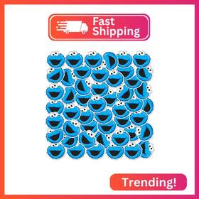 Graphics & More Sst910-stkpk.65.50 Sesame Street Cookie Monster Face 50ct Vinyl Sticker Pack Large Waterproof Die