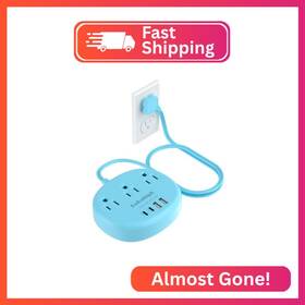 Kakahigh 771-blue Blue Extension Cord With Surge Protected 1080j - 5 Ft Flat 1625w