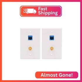 Vce Nwp2-226bl-ks03-2p-us Ul-listed Coax Ethernet Wall Plate 2-port Cat6 Keystone Coupler And 3ghz Go