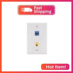Wp2-226bl-ks03 Vce Ethernet Coax Wall Plate Ul Listed 2-port Cat6 Keystone Coupler And 3ghz
