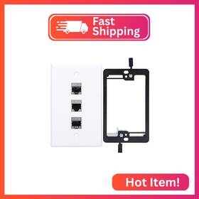 Yoemely 51823wh-1 Rj45 Wall Plate 3 Port 1 Gang Cat7 Keystone With Female To F