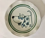 Jensen Turnage Art Pottery Dog Plate Signed 5 Inches Wide Scalloped Edges. Fixed Price $18.75.