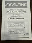 Alpine 7807/7805 Cd Shuttle Controller, Owners Manual Original. Fixed Price $24.95.