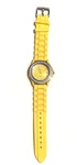 Geneva Platinum Watch Yellow Rubber Band Silver Case Crystals Nos New Battery. Fixed Price $13.00.