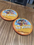 Walt Disney World Set Of Two 1ST Visit Button Pins Mickey Mouse & Friends.. Fixed Price $8.00.