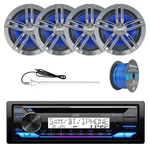 Jvc KD-T92MBS Single Din Marine Cd Receiver, Antenna, Wire, 4X 6.5" 180W Speaker. Fixed Price $301.99.
