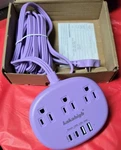 Purple Extension Cord With Surge Protected 1080J - 5 Ft Flat. Fixed Price $15.00.
