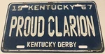 Proud Clarion Kentucky Derby Booster License Plate Horse Race Repop. Fixed Price $34.99.