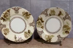 Pair Of 6.25 Antique Old Ivory Silesia 16 Clarion Salad Dessert Plates Set. Fixed Price $13.50.