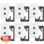 Vce 2-PORT CAT6 Ethernet Wall Plate Jack RJ45 Keystone Blue 6-PACK. Fixed Price $34.99.