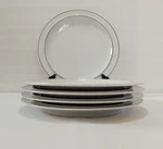 Georg Jensen Dinner Plates 10 1/8" Elsinore Porcelain Platinum Verge Rim Set 5. Fixed Price $144.99.