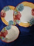 Pioneer Woman 2 Dinner Plates, And Salad Plate, "blossom Jubilee. Fixed Price $30.00.