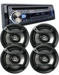 4X Pioneer 6.5" Speakers + Audiotek 1-DIN Car Bluetooth Cd Am Fm Receiver. Fixed Price $129.00.