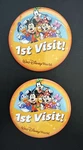 Walt Disney World Set Of Two 1ST Visit Button Pins Mickey Mouse & Friends.. Fixed Price $9.99.